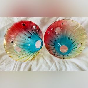 NWT Hand-Blowing Glass Mushroom Vases w/Holes for Flowers, Small Cuttings, Buds